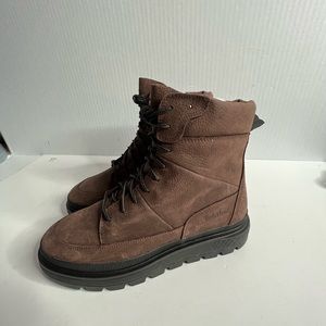 Timberland Women's Ray City Dark Brown Nubuck Leather Waterproof Boots.